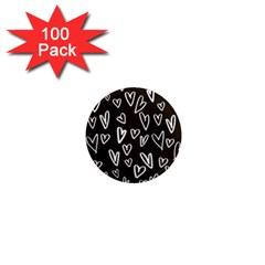 White Hearts - Black Background 1  Mini Magnets (100 Pack)  by alllovelyideas