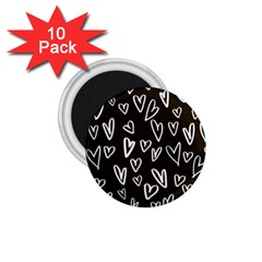 White Hearts - Black Background 1 75  Magnets (10 Pack)  by alllovelyideas