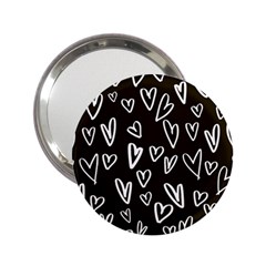 White Hearts - Black Background 2 25  Handbag Mirrors by alllovelyideas