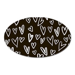 White Hearts - Black Background Oval Magnet by alllovelyideas