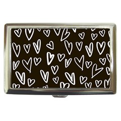 White Hearts - Black Background Cigarette Money Case by alllovelyideas