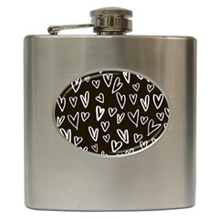 White Hearts - Black Background Hip Flask (6 Oz) by alllovelyideas