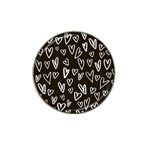 white hearts - black background Hat Clip Ball Marker (4 pack) Front