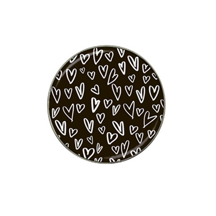 white hearts - black background Hat Clip Ball Marker (4 pack)