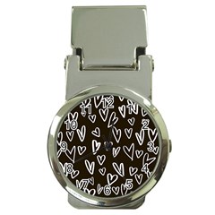 White Hearts - Black Background Money Clip Watches by alllovelyideas