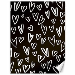 White Hearts - Black Background Canvas 36  X 48  by alllovelyideas