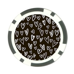 White Hearts - Black Background Poker Chip Card Guard by alllovelyideas