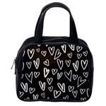 white hearts - black background Classic Handbag (One Side) Front