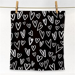 White Hearts - Black Background Face Towel by alllovelyideas