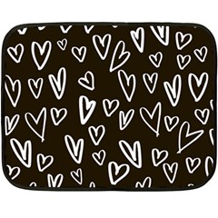 White Hearts - Black Background Fleece Blanket (mini) by alllovelyideas