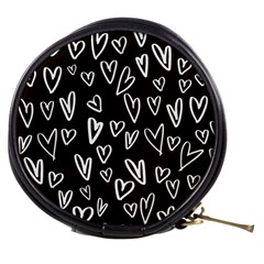 White Hearts - Black Background Mini Makeup Bag by alllovelyideas