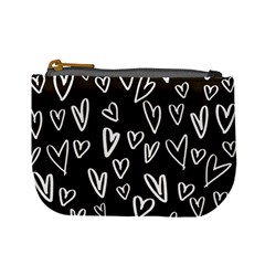 White Hearts - Black Background Mini Coin Purse by alllovelyideas