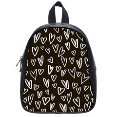 White Hearts - Black Background School Bag (small) by alllovelyideas