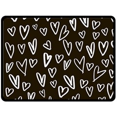 White Hearts - Black Background Fleece Blanket (large)  by alllovelyideas