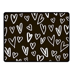 White Hearts - Black Background Fleece Blanket (small) by alllovelyideas