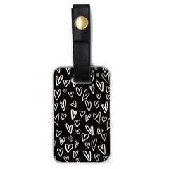 White Hearts - Black Background Luggage Tags (one Side)  by alllovelyideas