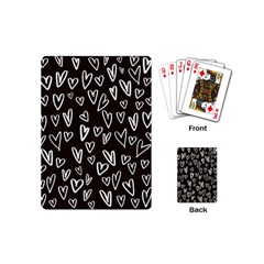 White Hearts - Black Background Playing Cards (mini) by alllovelyideas