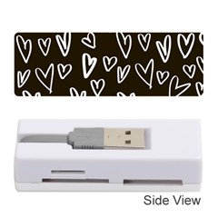 White Hearts - Black Background Memory Card Reader (stick) by alllovelyideas