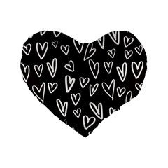 White Hearts - Black Background Standard 16  Premium Heart Shape Cushions by alllovelyideas