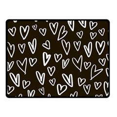 White Hearts - Black Background Double Sided Fleece Blanket (small)  by alllovelyideas