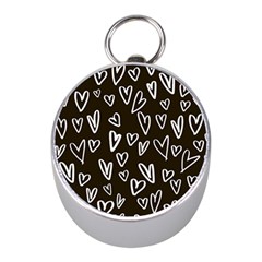 White Hearts - Black Background Mini Silver Compasses by alllovelyideas