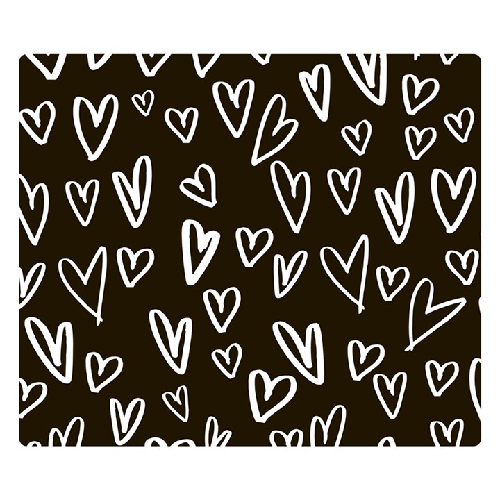 white hearts - black background Double Sided Flano Blanket (Small) 