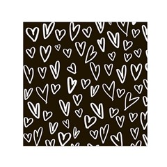 White Hearts - Black Background Small Satin Scarf (square) by alllovelyideas