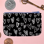 white hearts - black background Large Coin Purse Back