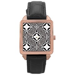 Tile Repeating Pattern Texture Rose Gold Leather Watch  by Pakrebo