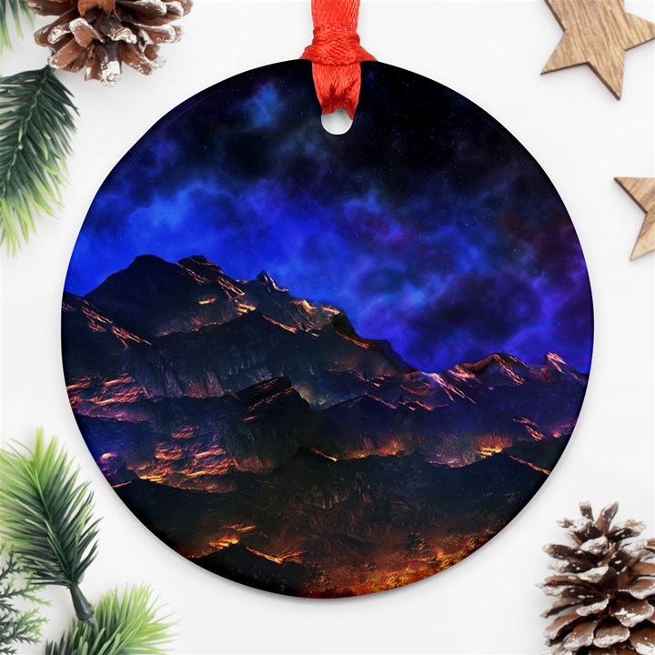 Landscape Sci Fi Alien World Round Ornament (Two Sides)