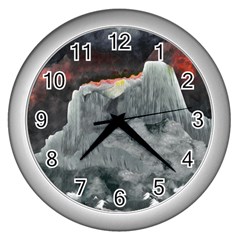 Mountains Scene Landscape Wall Clock (silver) by Pakrebo