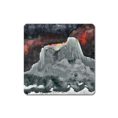 Mountains Scene Landscape Square Magnet by Pakrebo