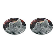 Mountains Scene Landscape Cufflinks (oval) by Pakrebo