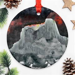 Mountains Scene Landscape Round Ornament (two Sides)