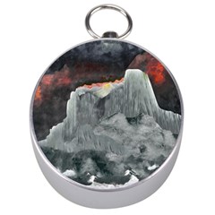 Mountains Scene Landscape Silver Compasses by Pakrebo