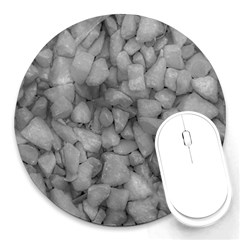 Soft Gray Stone Pattern Texture Design Round Mousepads by dflcprintsclothing