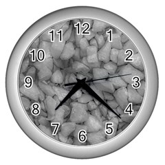 Soft Gray Stone Pattern Texture Design Wall Clock (silver) by dflcprintsclothing