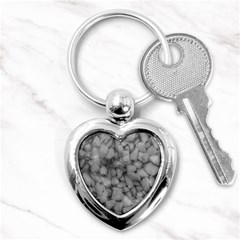 Soft Gray Stone Pattern Texture Design Key Chains (heart)  by dflcprintsclothing