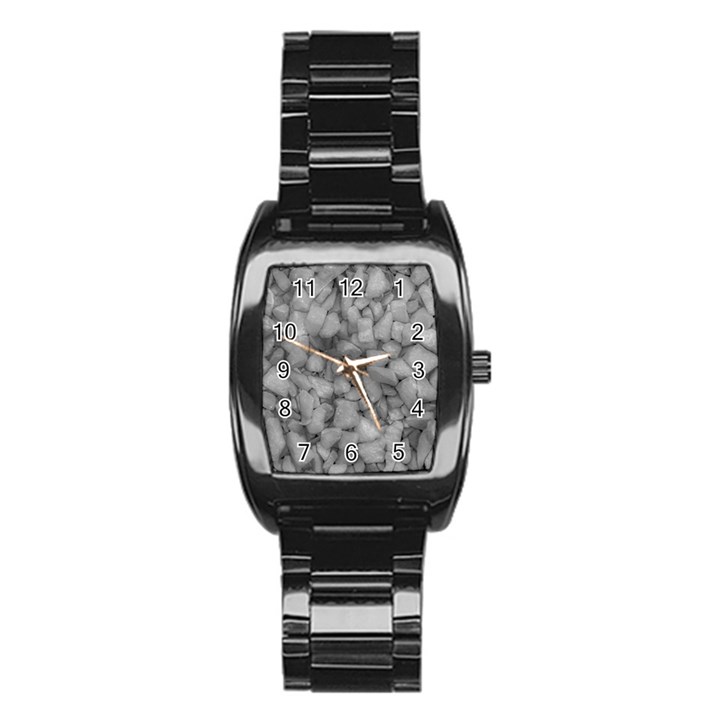 Soft Gray Stone Pattern Texture Design Stainless Steel Barrel Watch