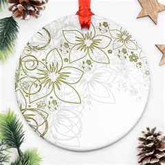 Flowers Background Leaf Leaves Ornament (round) by Mariart