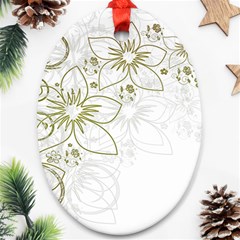 Flowers Background Leaf Leaves Ornament (oval) by Mariart