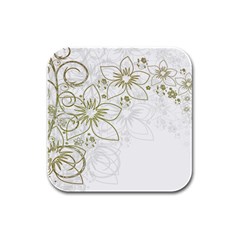 Flowers Background Leaf Leaves Rubber Square Coaster (4 Pack)  by Mariart