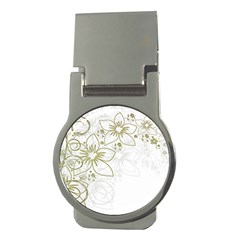 Flowers Background Leaf Leaves Money Clips (round)  by Mariart