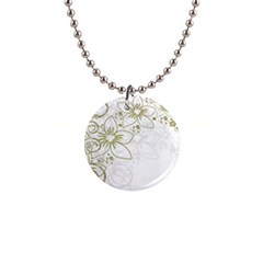 Flowers Background Leaf Leaves 1  Button Necklace by Mariart