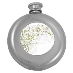 Flowers Background Leaf Leaves Round Hip Flask (5 Oz) by Mariart