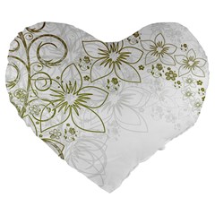 Flowers Background Leaf Leaves Large 19  Premium Heart Shape Cushions by Mariart