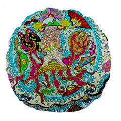 Supersonic Octopus Large 18  Premium Round Cushions by chellerayartisans