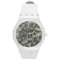 Grunge Camo Print Design Round Plastic Sport Watch (m) by dflcprintsclothing