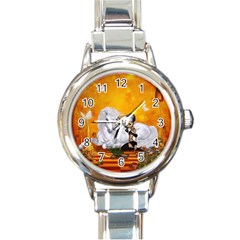 Wonderful Unicorn With Fairy Round Italian Charm Watch by FantasyWorld7