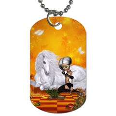 Wonderful Unicorn With Fairy Dog Tag (one Side) by FantasyWorld7